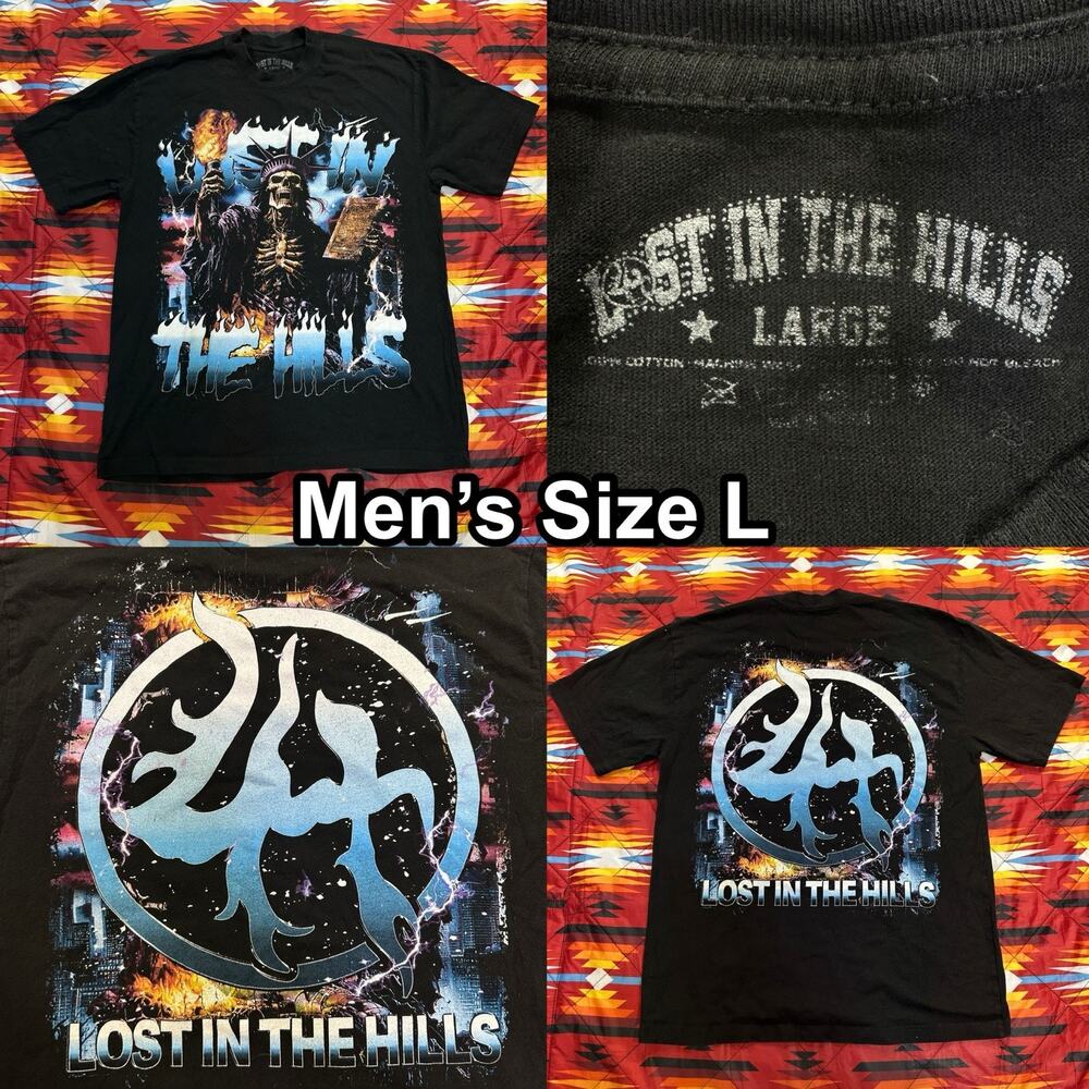 Lost Hills New York Statue Of Liberty Skeleton Black T-Shirt Men’s Size Large